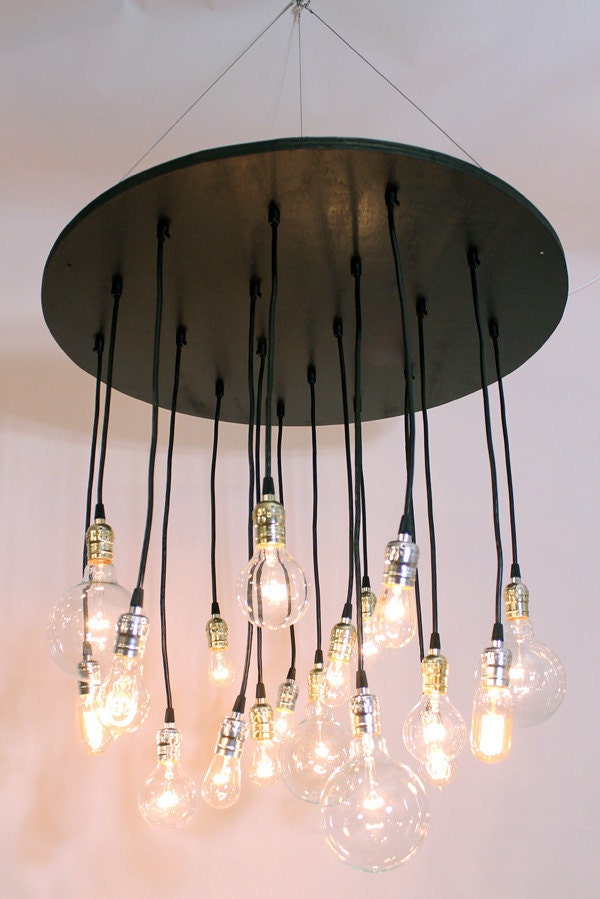 The Neely Round Industrial Chandelier with vintage bulbs