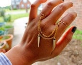 Gold Spike Double Chain Ring