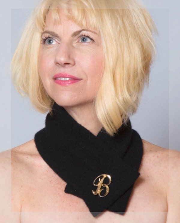 Black cashmere neck warmer, scarflet, neck wrap handmade, upcycled