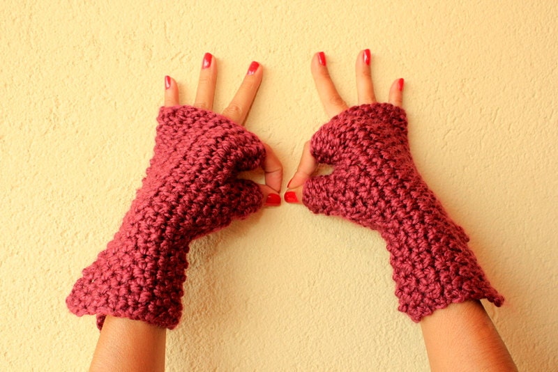 Maroon Knit Fingerless Gloves Arm Warmers Burgundy Gloves Mittens Hand Warmer Mitten Knit Wrist Warmers Winter Accessories