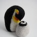 Needle Felted Emperor Penguin and Chick Sculpture