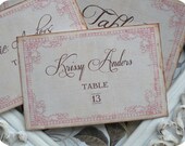 Personalized Romantic / Vintage Inspired / Cottage Chic Wedding Escort Cards / Tags - Set of 25 - Tags, Favors, Showers, Cupcake Toppers