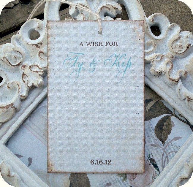 NEW - Personalized Wedding / Bridal Shower Wish Tree Tags - Vintage Inspired - Cottage / Shabby Chic - Set of 12 - Showers, Favors