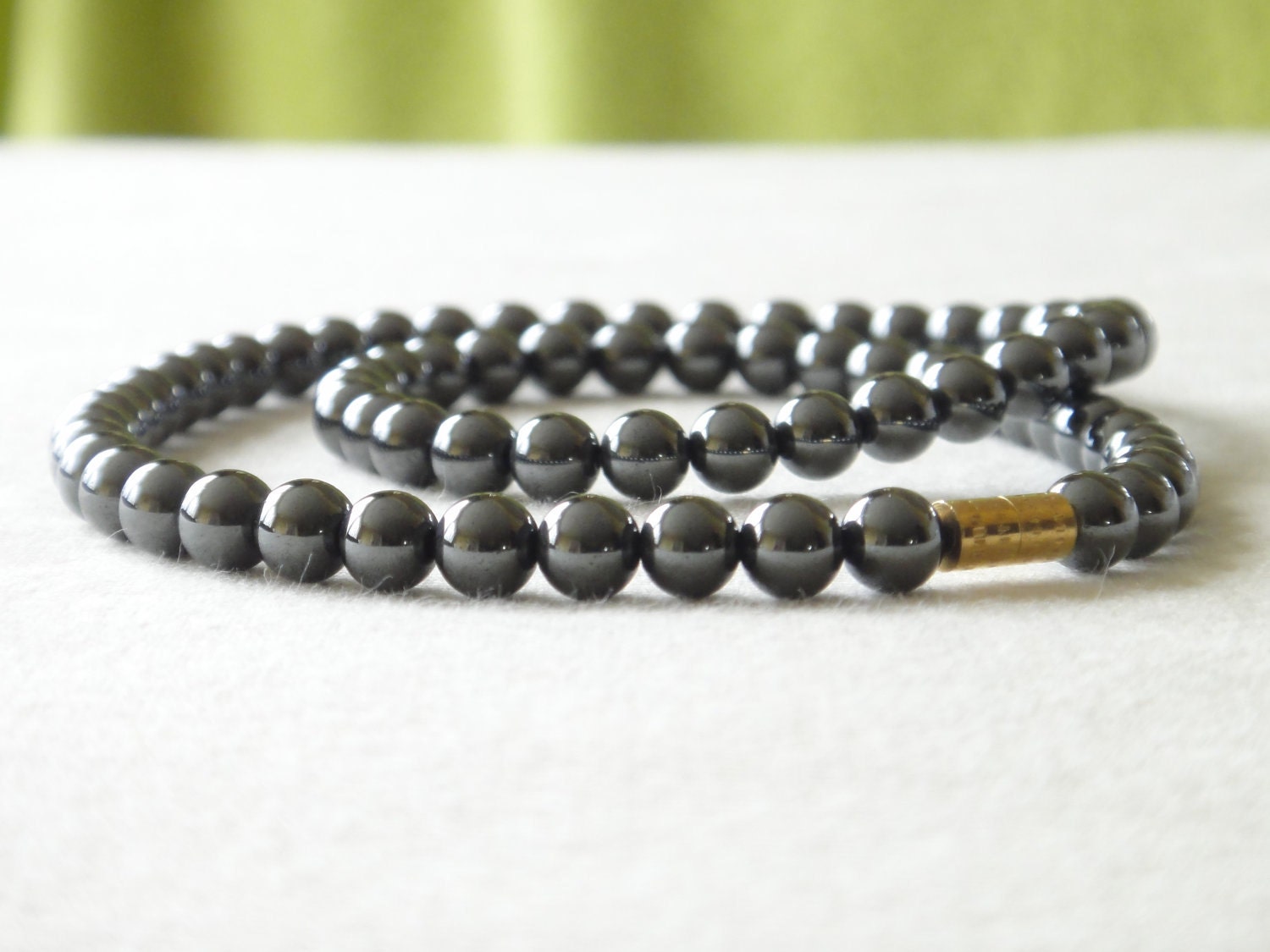 Hematite Necklace Genuine Natural Magnetic 6mm Grey Hematite Beads 16". Haematite. MapenziGems