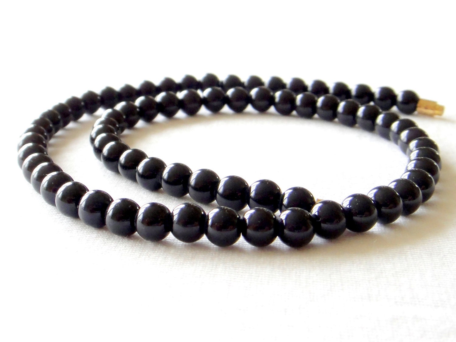 Black Onyx Necklace 6mm 16". Genuine Natural Stone Beads. 6mm Black Onyx Beads. MapenziGems
