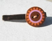 Brown Button Hair Clip
