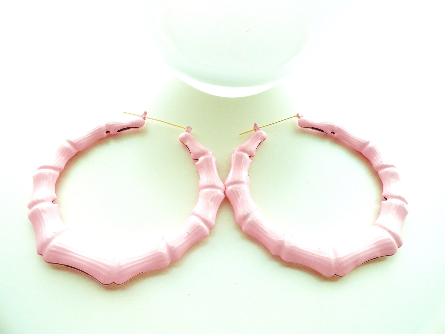 Pink Hoop Earrings on Pastel Pink Bamboo Hoop Earrings By Ritzaglitza On Etsy