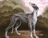 Giclee Print of Original Dog Wood Panel Painting, animal art, 8x8" paper size