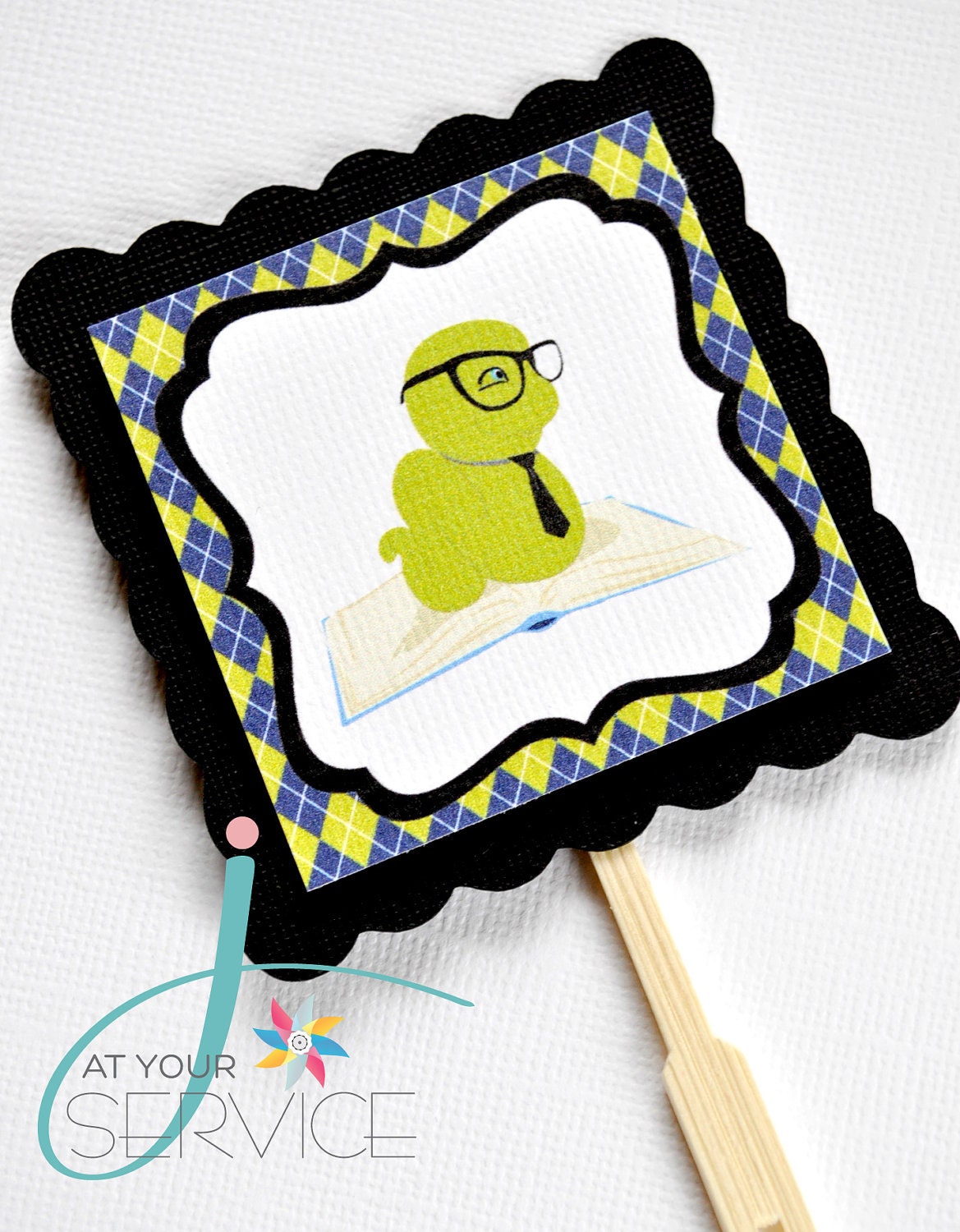 Boy Bookworm Cupcake Toppers