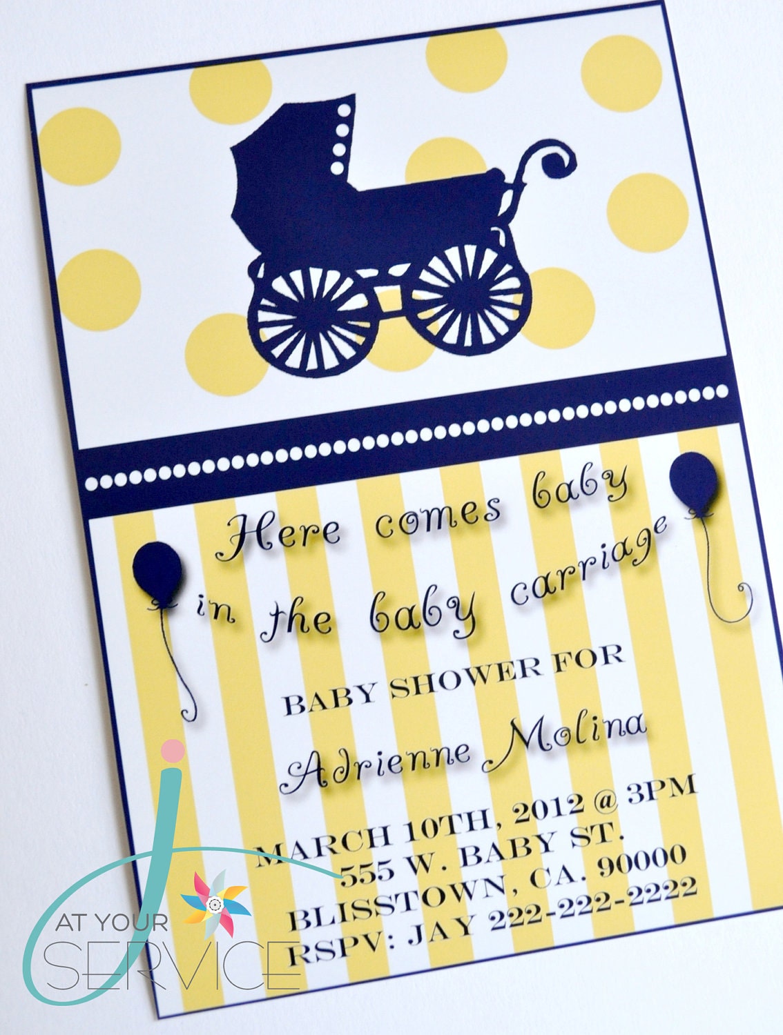 Baby Carriage Baby Shower Invitation- Printable