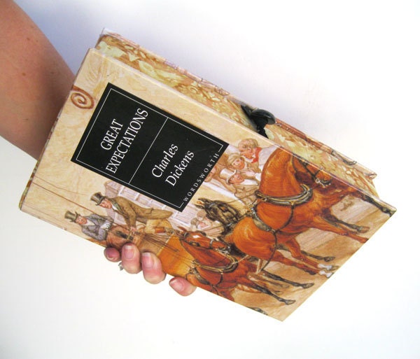 Book Clutch Purse- Great Expectations by Charles Dickens (with compact pocket mirror)