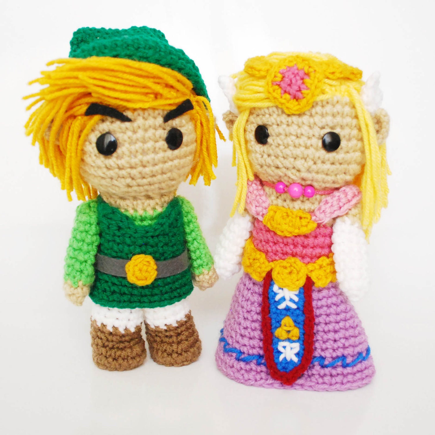 Link and Zelda. FREE SHIPPING. Crochet Amigurumi Plush Dolls - Includes Both Dolls
