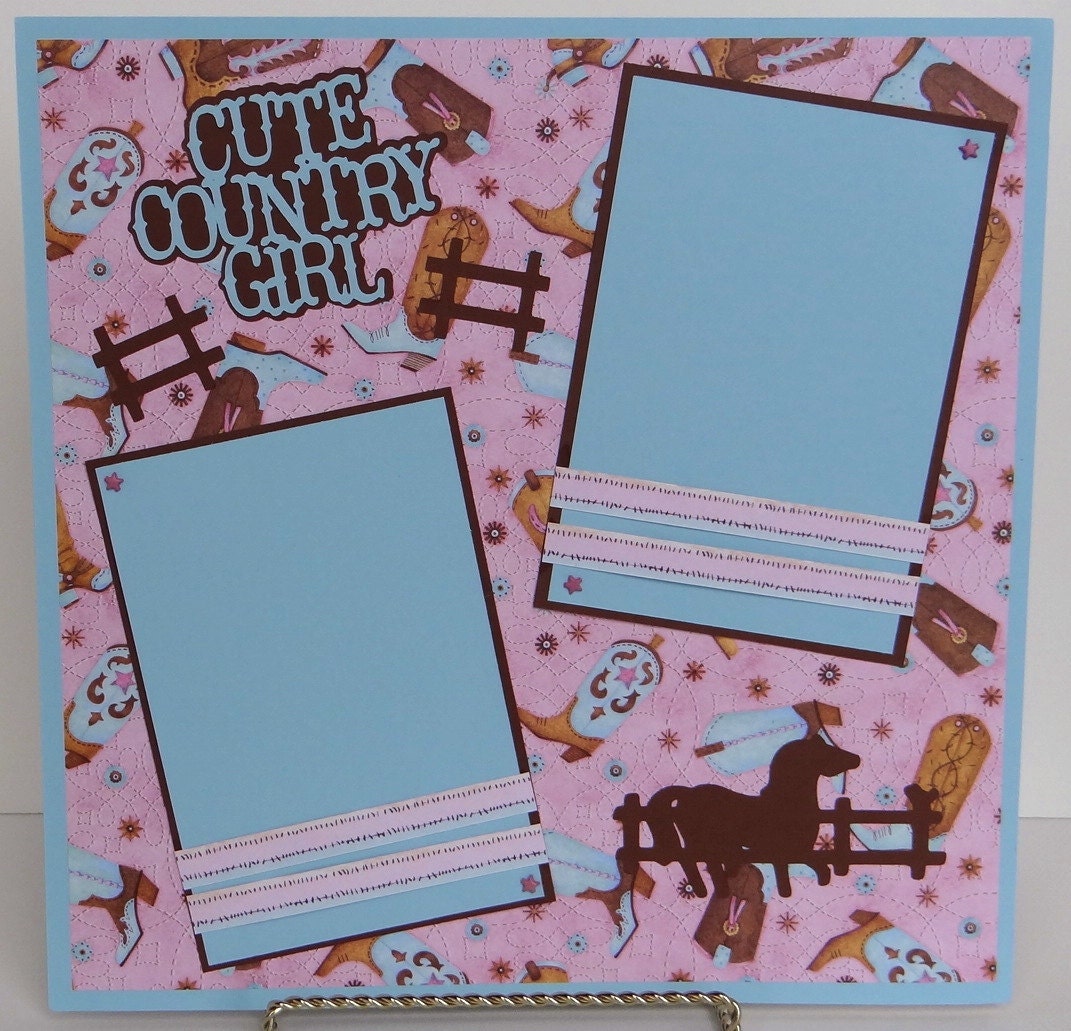 Cute Country Girl 12 x 12" Premade Scrapbook Page
