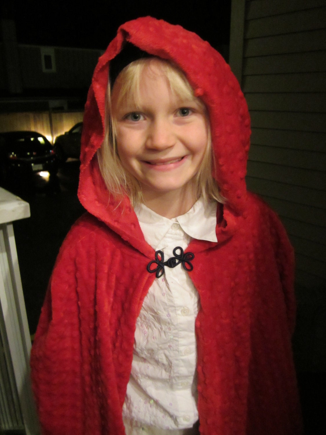Upcycled Clothing Hooded Cape - Red Riding Hood Cape - Red Minky Cuddle Dimple Dot Ultrasoft Chenille Fabric Youth/Adult Size
