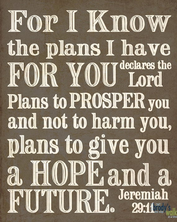 Jeremiah 29:11 Subway Art Print. JPEG Download