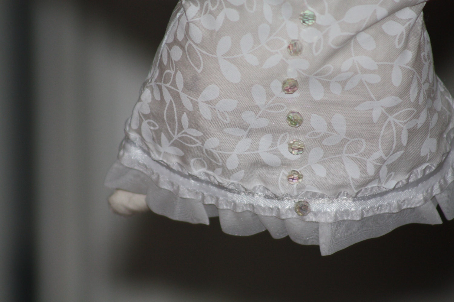 April Birthday Cupcake Angel White/Transparent Diamond Fabric Doll Ornament Handmade OOAK