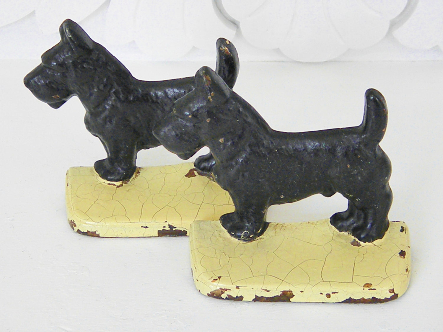 Vintage Cast Iron Scottie Dog Book Ends, 20s, 30s