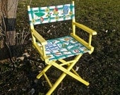 Painted Chair Folding Chair Directors Chair Upcycled Vintage Folding Chair