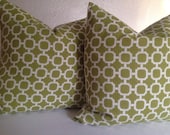 two  DECORATIVE   PILLOW  COVERS  Indoor / Outdoor   Pear  green  20x20