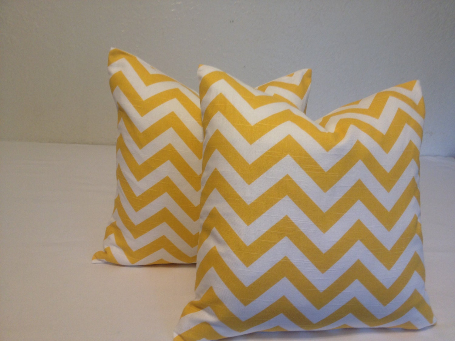 TWO 20x20 Decorative Throw Pillow Case Cushion Cover Yellow Front to Back Print