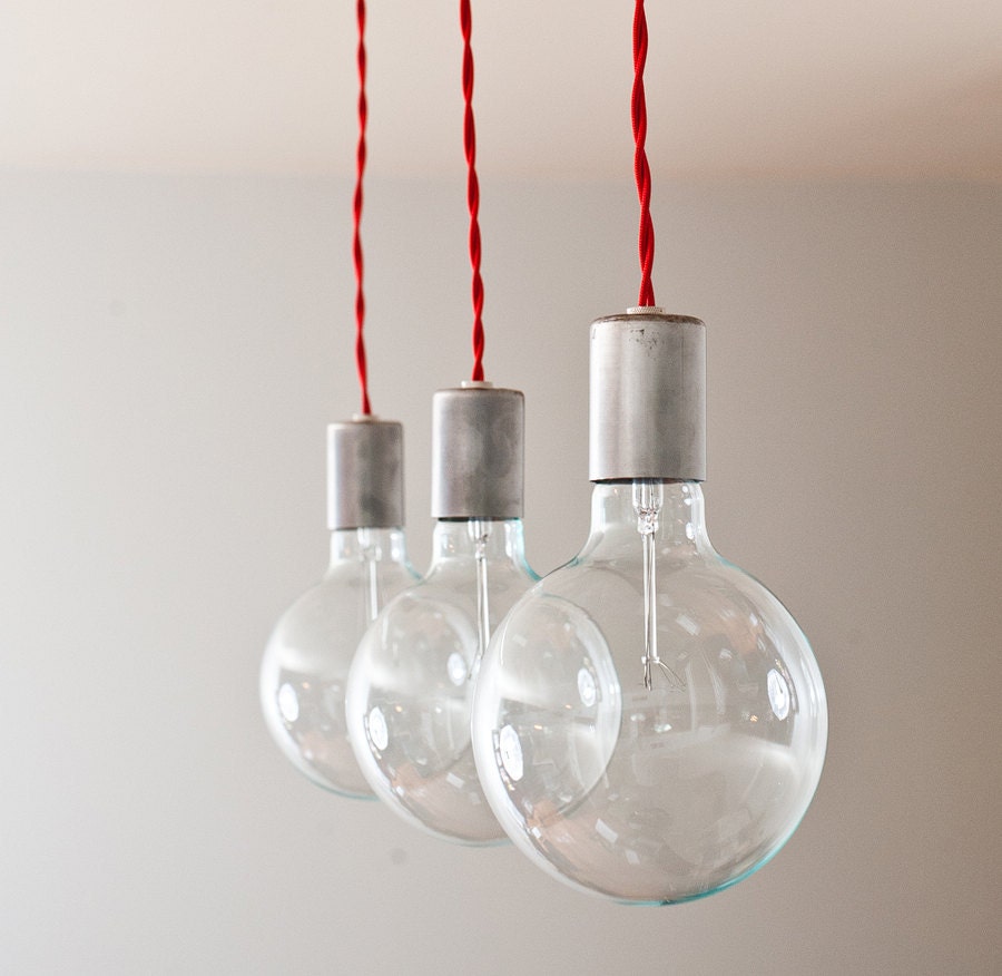 Triple Shot Straight - 3 Globe Hanging Pendants w/ Modern Walnut base by Dylan Design Company