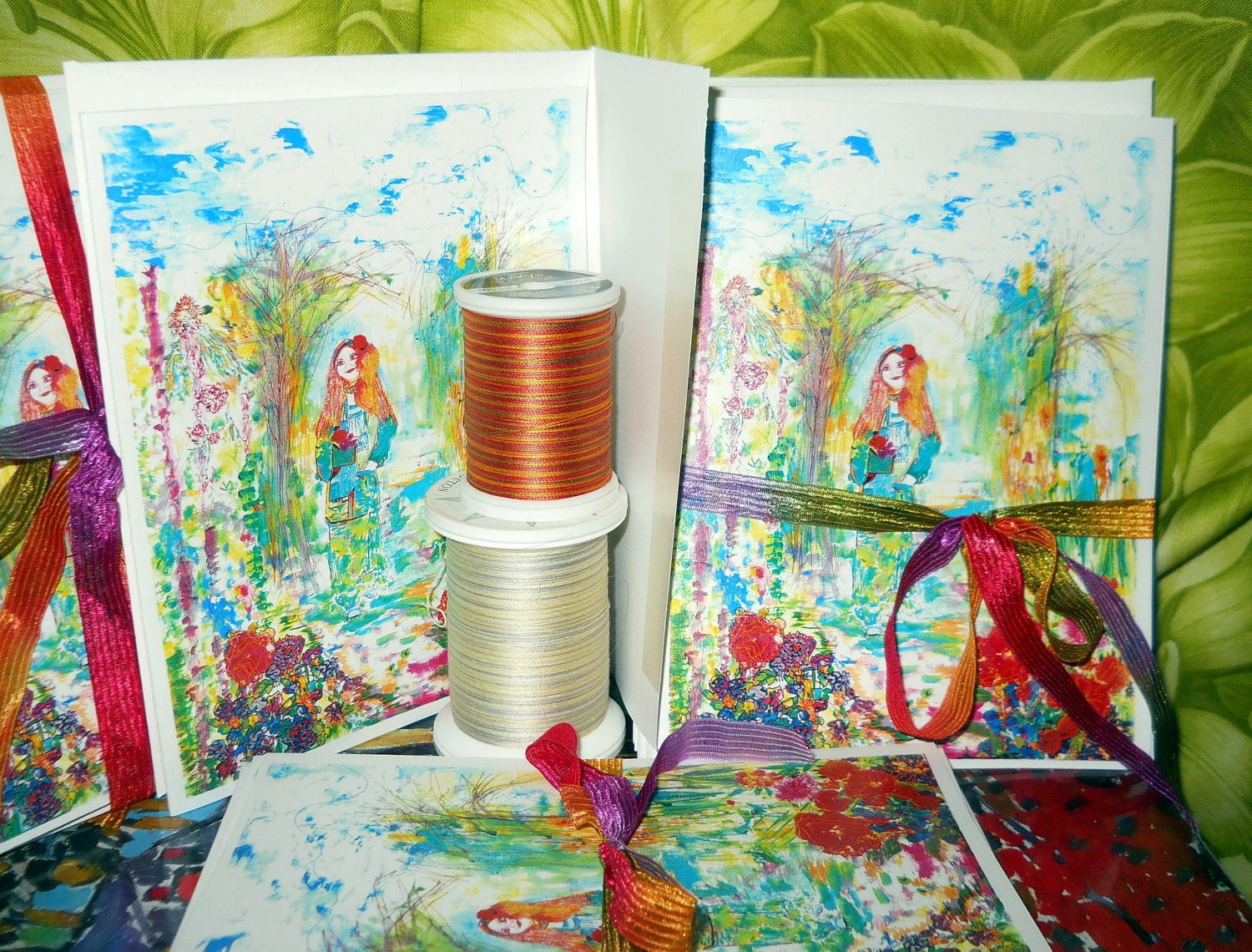 Garden Lady Card Set of 6, Christmas Cards, Woodland Lady