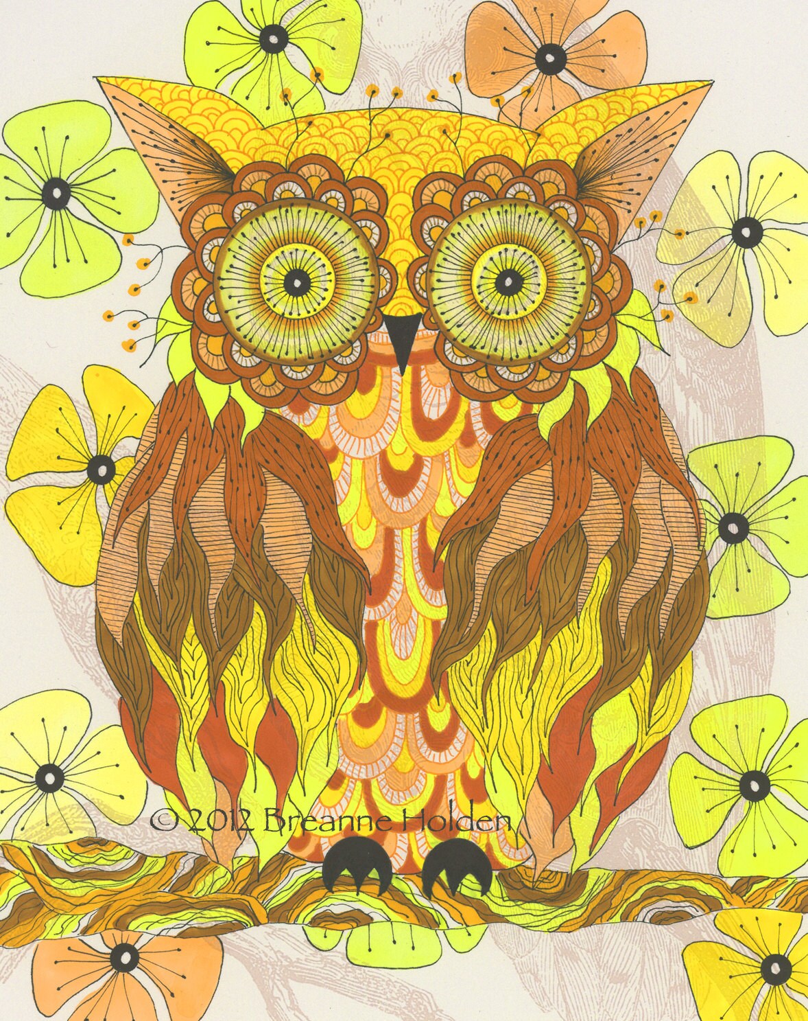 Whimsical Owl Painting