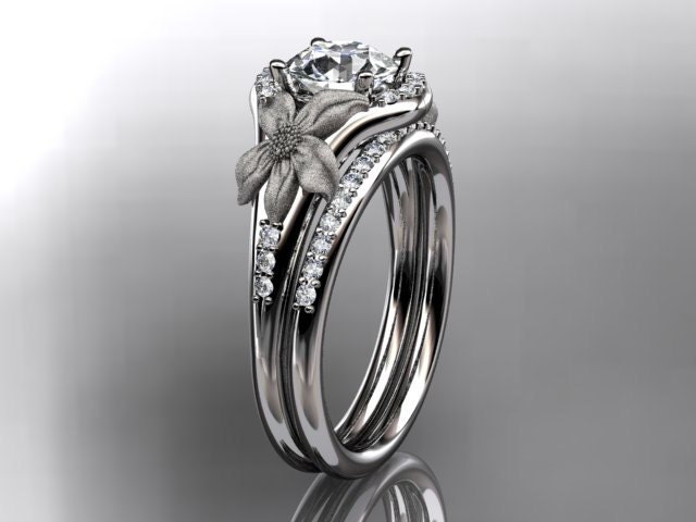 14kt white gold diamond leaf and vine wedding ringengagement ring adlr91s nature inspired jewelry - Pagan Wedding Rings 14kt white gold diamond leaf and vine wedding ringengagement ring adlr91s nature inspired jewelry - Pagan Wedding Rings