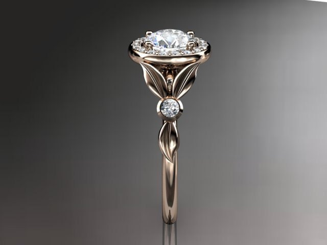 14kt rose gold diamond floral wedding ring,engagement ring ADLR129