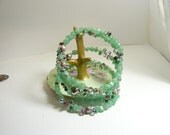 Bracelet: Natural translucent Aventurine beads with glass, crystal and silver spacer beads.