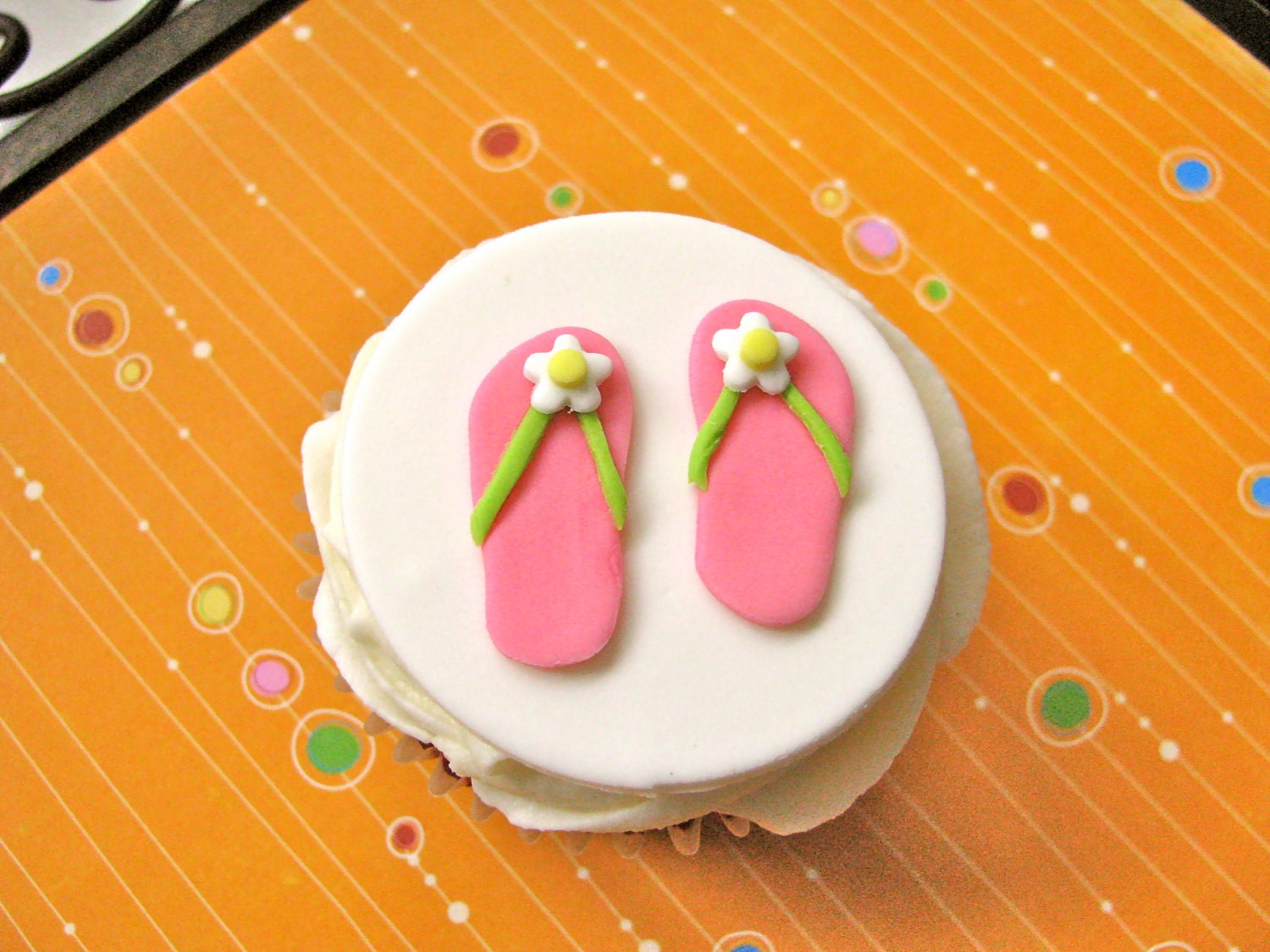 Flip Flops Pool Party Summertime Fondant Cupcake Topper Set