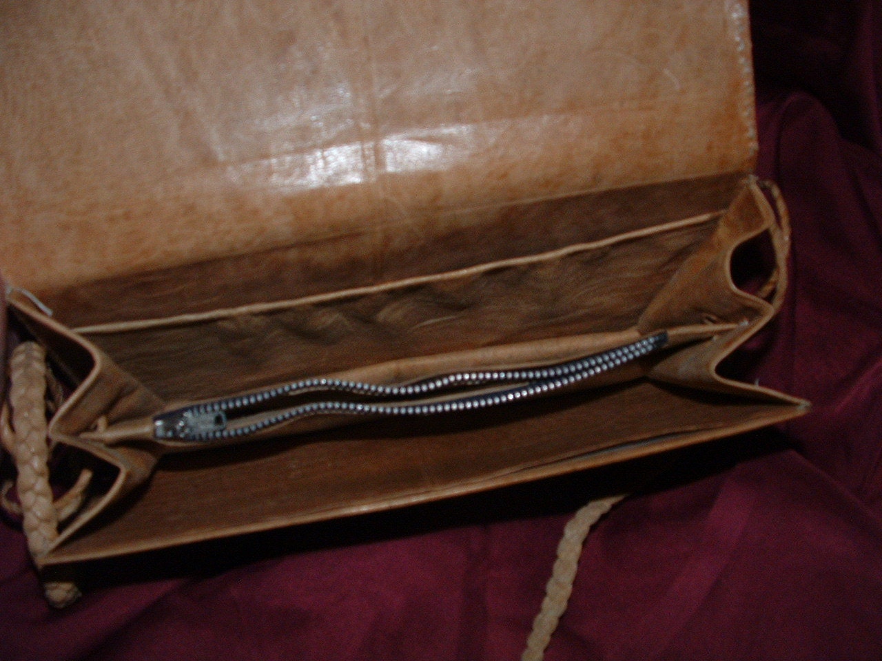 Vintage Envelope Style Genuine Snakeskin / Leather Clutch / Shoulder Bag