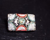 1940's Vintage Italian Glass Mosaic Rectangular Brooch
