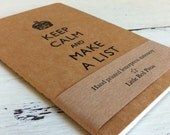 Keep Calm And Make A List  - Letterpress Moleskine Pocket Cahier (buff)