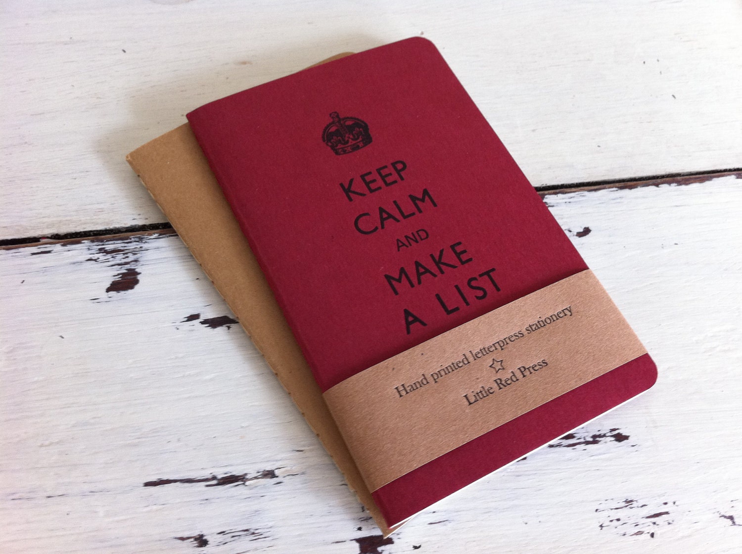 Keep Calm And Make A List - Letterpress Moleskine Pocket Cahier (red)