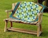 Quilt Blue and Green Aqua and Sage Baby Geometric Quilt for Baby Boy or Baby Girl