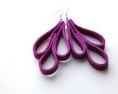 Three teardrops genuine leather earrings