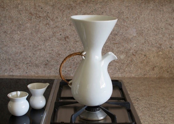Rare Kenji Fujita for Freeman Lederman Ceramic Coffee Pot/Pitcher Set - Lagardo Tackett Era