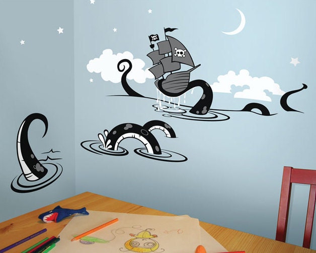 Children Wall Decal Wall Sticker Nursery Art- sea creature Octopus - 05