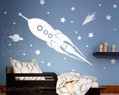 Free Shipping - children wall decal wall sticker art kid wall decals - Rocket Ship wall decal - 37
