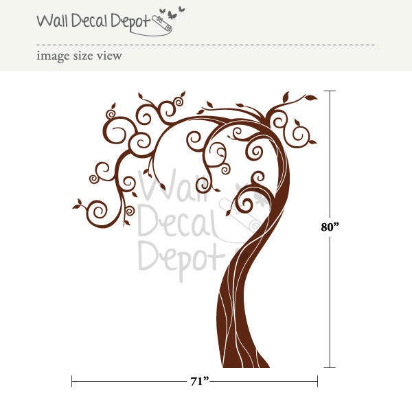 Vinyl Wall Decals Wall Sticker art - windy tree decal- 02