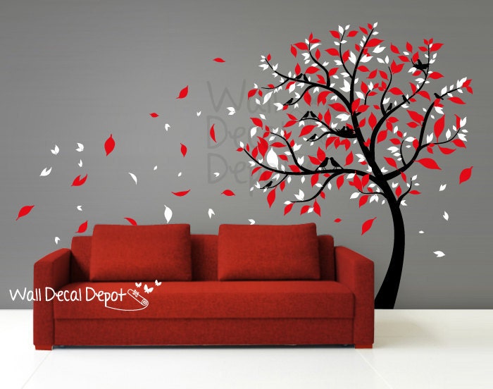 Vinyl Tree Wall Decal Wall Sticker Art - Blowing tree - 14