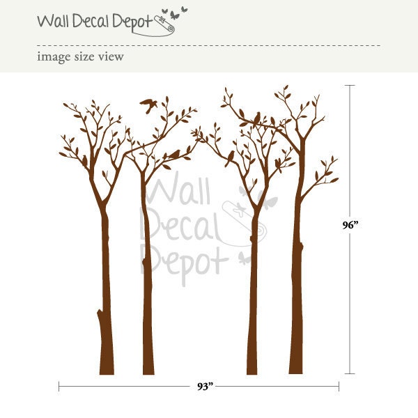 Vinyl Wall Decal Wall Sticker Art - Bedtime Nature Tree with birds- 09
