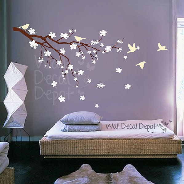 Baby Nursery Wall Decals Children Wall Decals Wall Sticker Tree Decal - Blossom Branch with Birds - 20