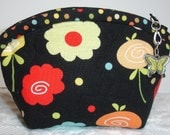 Coin Purse Quilted Zipper Pouch with Butterfly Charm - Yellow, Red, Black