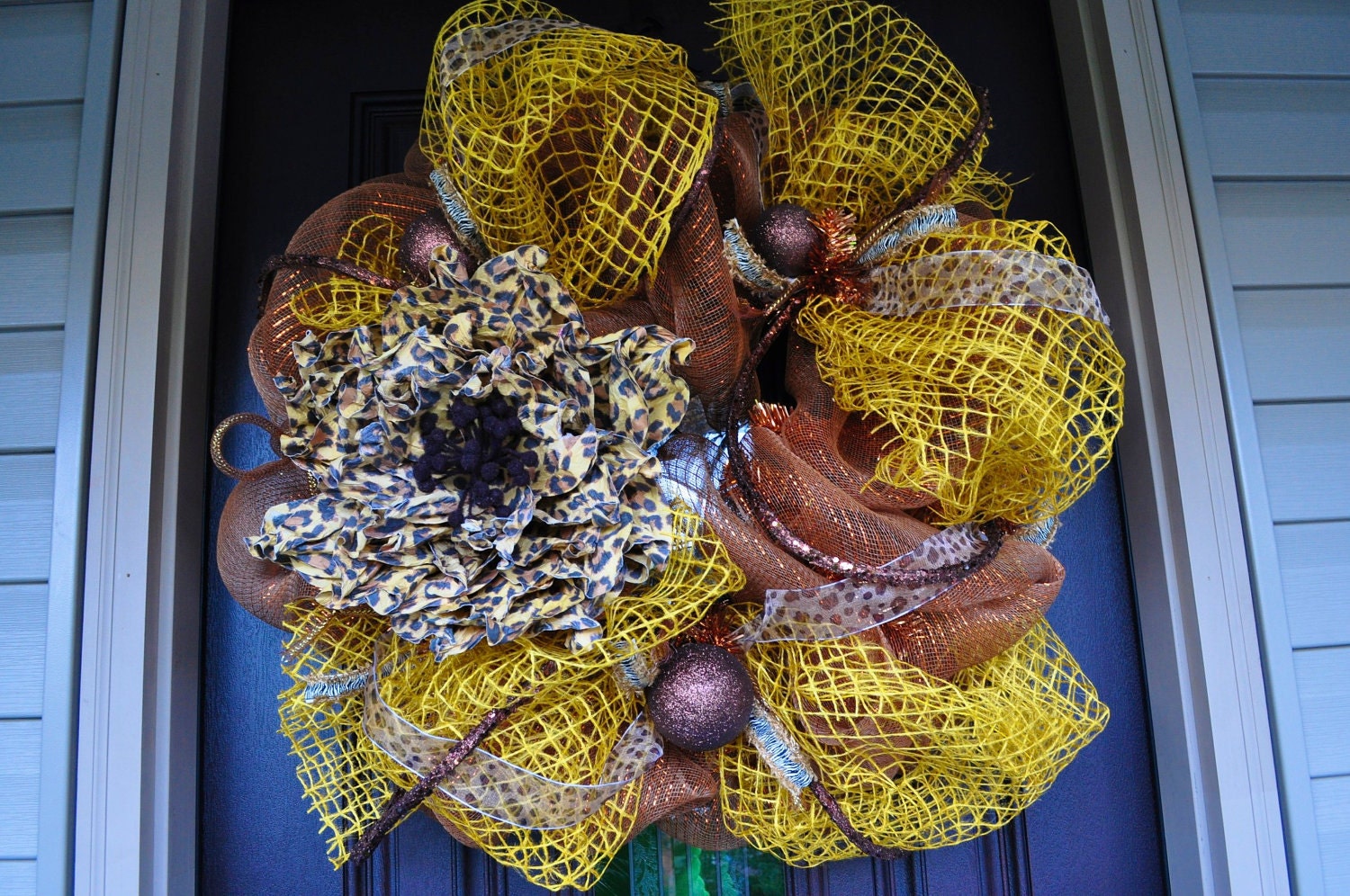 Cheetah Print Deco Mesh Wreath, Wreath, Deco Mesh, Cheetah