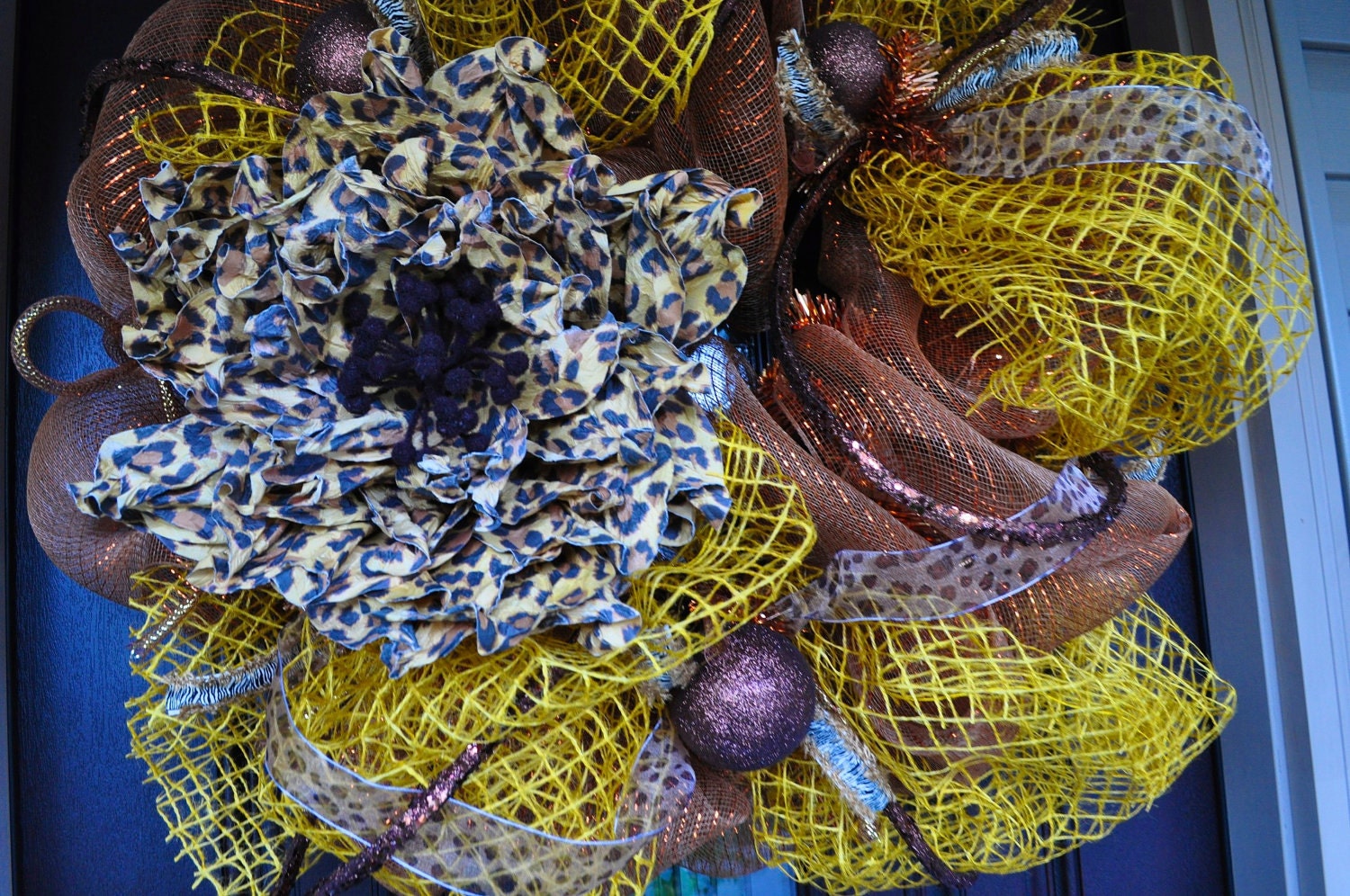 Cheetah Print Deco Mesh Wreath, Wreath, Deco Mesh, Cheetah