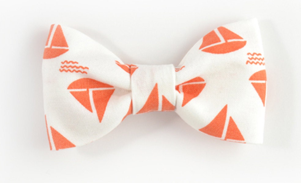 orange sailboats bowtie - Baby, toddler boys tie Kids Clip-On Bow Tie