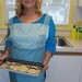 Blue Striped and teal blue Full Apron S/M