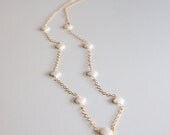 Mother of Pearl white quatrefoil long necklace